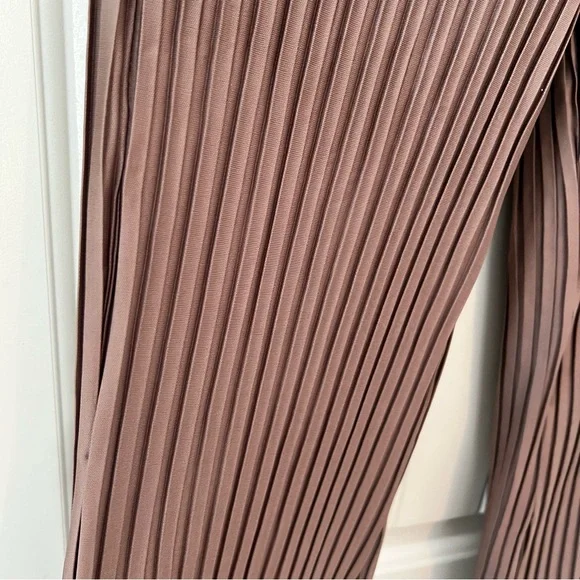 Love Cameron LA Light brown Wide Leg Ruffled Stretchy Pants High Waist Pull On - Picture 5 of 10